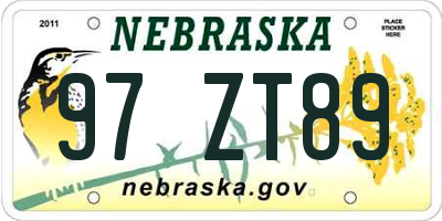 NE license plate 97ZT89