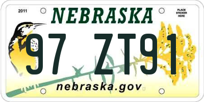 NE license plate 97ZT91