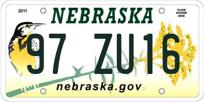 NE license plate 97ZU16