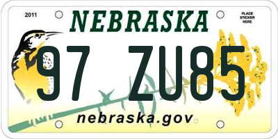NE license plate 97ZU85