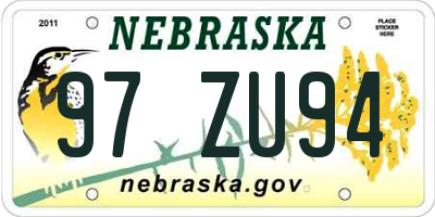 NE license plate 97ZU94