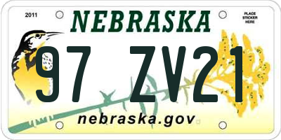 NE license plate 97ZV21