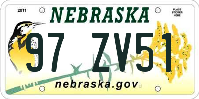NE license plate 97ZV51
