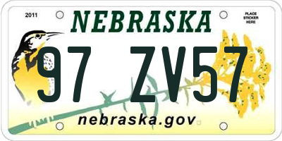 NE license plate 97ZV57
