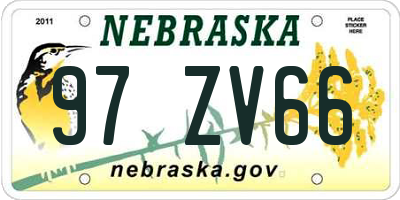 NE license plate 97ZV66