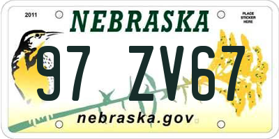 NE license plate 97ZV67