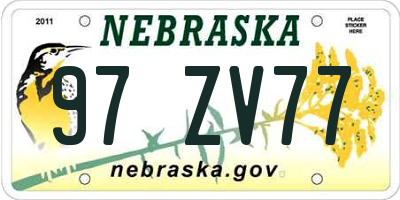 NE license plate 97ZV77