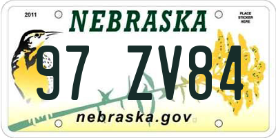 NE license plate 97ZV84