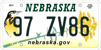 NE license plate 97ZV86