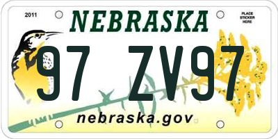 NE license plate 97ZV97