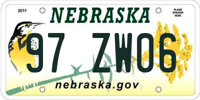 NE license plate 97ZW06
