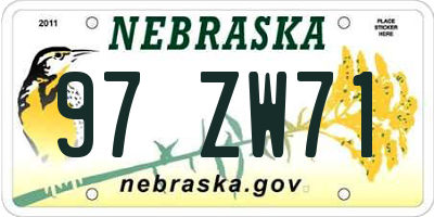 NE license plate 97ZW71