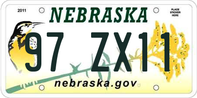 NE license plate 97ZX11