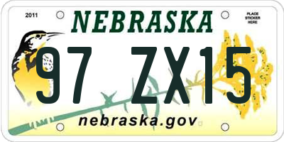 NE license plate 97ZX15