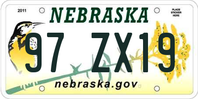 NE license plate 97ZX19