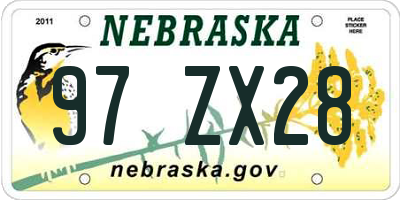NE license plate 97ZX28