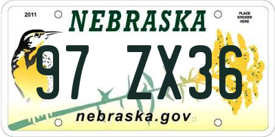 NE license plate 97ZX36