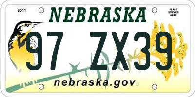 NE license plate 97ZX39