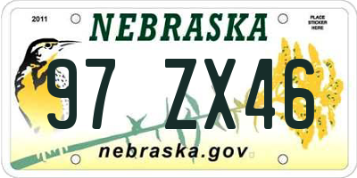 NE license plate 97ZX46