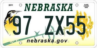 NE license plate 97ZX55