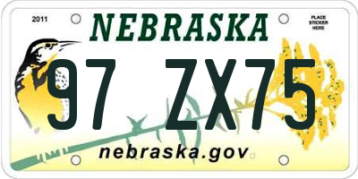 NE license plate 97ZX75