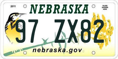 NE license plate 97ZX82