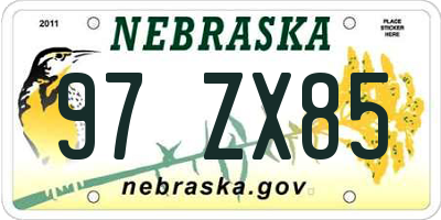 NE license plate 97ZX85