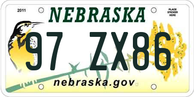 NE license plate 97ZX86