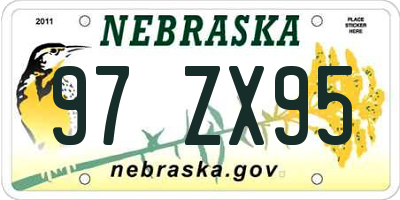 NE license plate 97ZX95