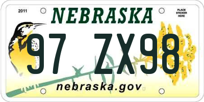 NE license plate 97ZX98