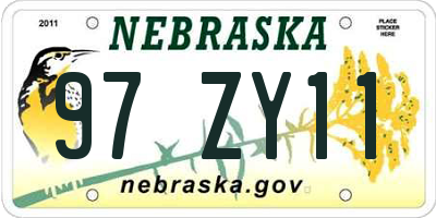 NE license plate 97ZY11