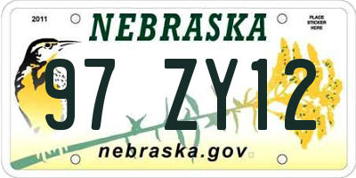 NE license plate 97ZY12
