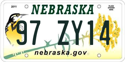 NE license plate 97ZY14