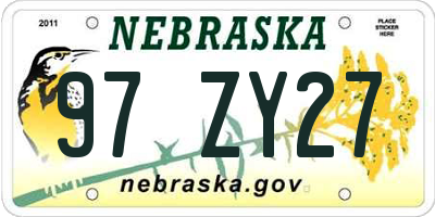 NE license plate 97ZY27