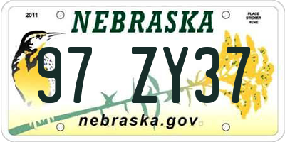 NE license plate 97ZY37