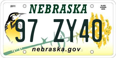 NE license plate 97ZY40