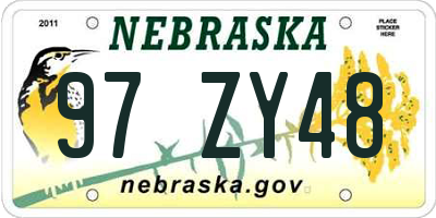 NE license plate 97ZY48