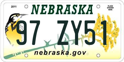 NE license plate 97ZY51