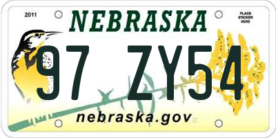 NE license plate 97ZY54