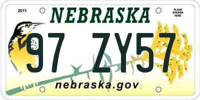 NE license plate 97ZY57
