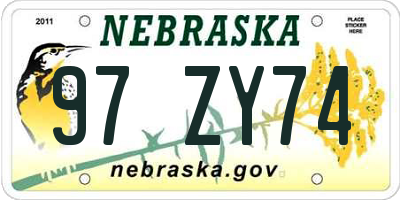 NE license plate 97ZY74
