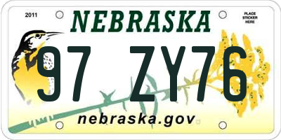 NE license plate 97ZY76
