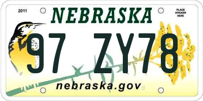 NE license plate 97ZY78