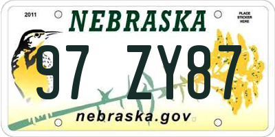 NE license plate 97ZY87