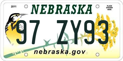 NE license plate 97ZY93