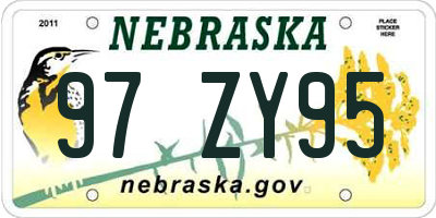 NE license plate 97ZY95