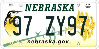 NE license plate 97ZY97