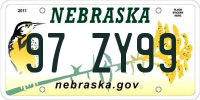 NE license plate 97ZY99