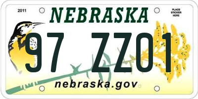NE license plate 97ZZ01