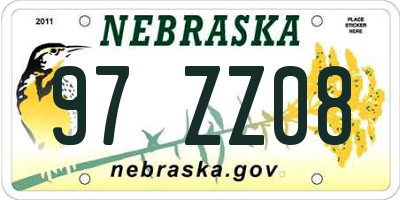 NE license plate 97ZZ08